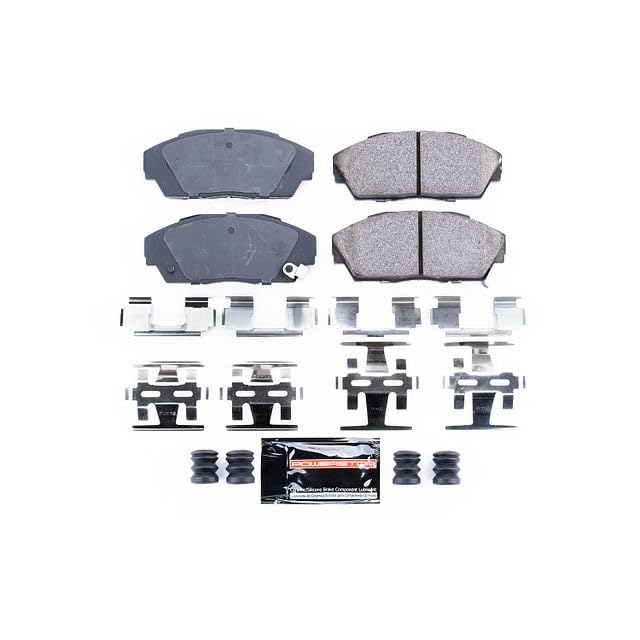 Image of PowerStop Front Brake Pads for Acura Integra 1990-93 |Legend 1986-90 |Honda Accord 1988-89 |Civic 1990-93 |Prelude 1988-91 - Z23 Carbon-Fiber Ceramic Brake Pads with Installation Hardware, Z23-341