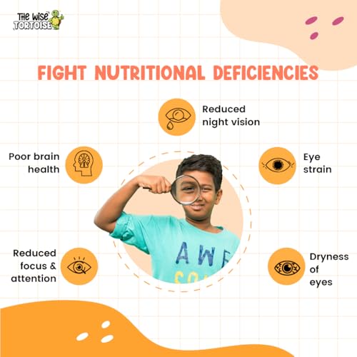 Image of Visionary Eye & Brain Health Gummies for Kids (5-15 Yrs) | DHA + Lutein + Zeaxanthin for Daily Focus, Vision & Memory | 30 Gummies | Natural Olympic Orange Flavour | The Wise Tortoise