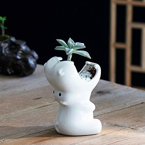 MONMOB Nordic Style Hippo Shape Ceramic Pen Cup Pen Holder Hippo Pencil Holder Planter Pot Succulent Pot Home Office Room Decor(White)