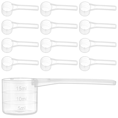 12 sztuk plastikowych miarek - 5 ml 10 ml 15 ml przezroczyste zestawy łyżek pomiarowych z długim uchwytem, miarki do żywności, mąki, kawy, białka, kuchni, 12 szt