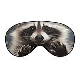velumair Cute Funny Raccoon Sleep Mask Sleeping Mask Elastic Blackout Sleeping Eye Mask for Full Night's Sleep Travel and Nap
