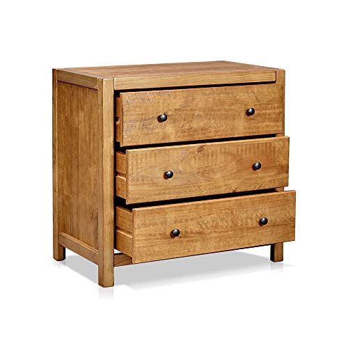 Bikahom Rio Nightstand Solid Wood Bedside Table, 3 Drawer Nightstand With Storage, Large Side End Table Or Small Dresser, Wooden Bedroom Furniture, Easy Assembly, Honey Finish, 1 Nightstand #TOP2