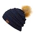 Hatsandscarf CC Exclusives Unisex Ombre Ribbed Confetti Knit Beanie with POM (HAT-43) (Navy)