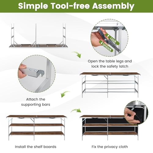 Image of COSTWAY 81 inch Folding Picnic Table, Portable Bar Table with Carry Bag