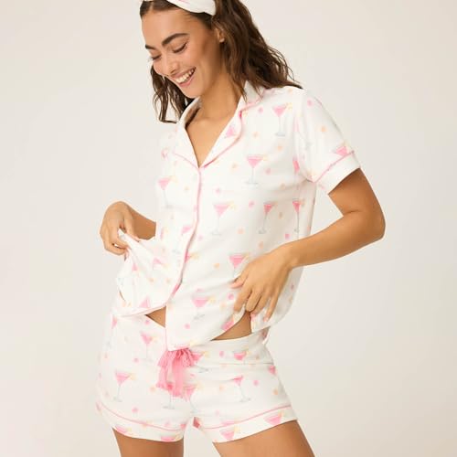 PJ Salvage Women's Tini Time 2-Piece Short-Sleeve Pajama Set with Headband2