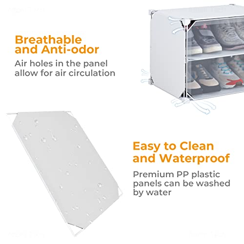 Nihome Stackable Shoe Organizer With Doors - Holds 24 Pairs, Expandable Closet Shoe Rack, Plastic Cabinet With Free-Standing Design For Home, Office And Garage Storage (White) #TOP4