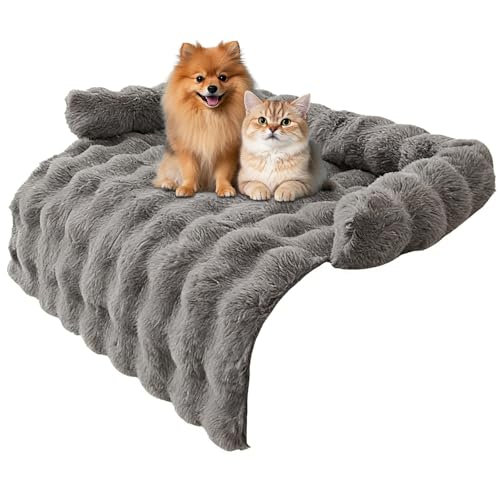 Beafaoo Flauschiges Hundebett für Sofa, Katzensofa aus Plüsch mit Rand, rutschfeste Hundedecke Sofa, Waschbares Haustierbett für Katzen & Kleine...