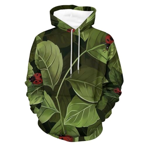 Sweatshirt Pullover Feuilles Coccinelle Idéal pour vos Sorties et Moments Cocooning S