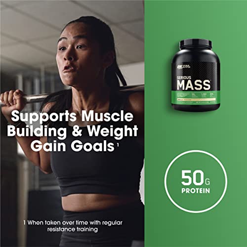 optimum nutrition serious mass weight gainer protein powder mass gainer vitamin c and zinc for immune support creatine vanilla 6 pound packaging may vary