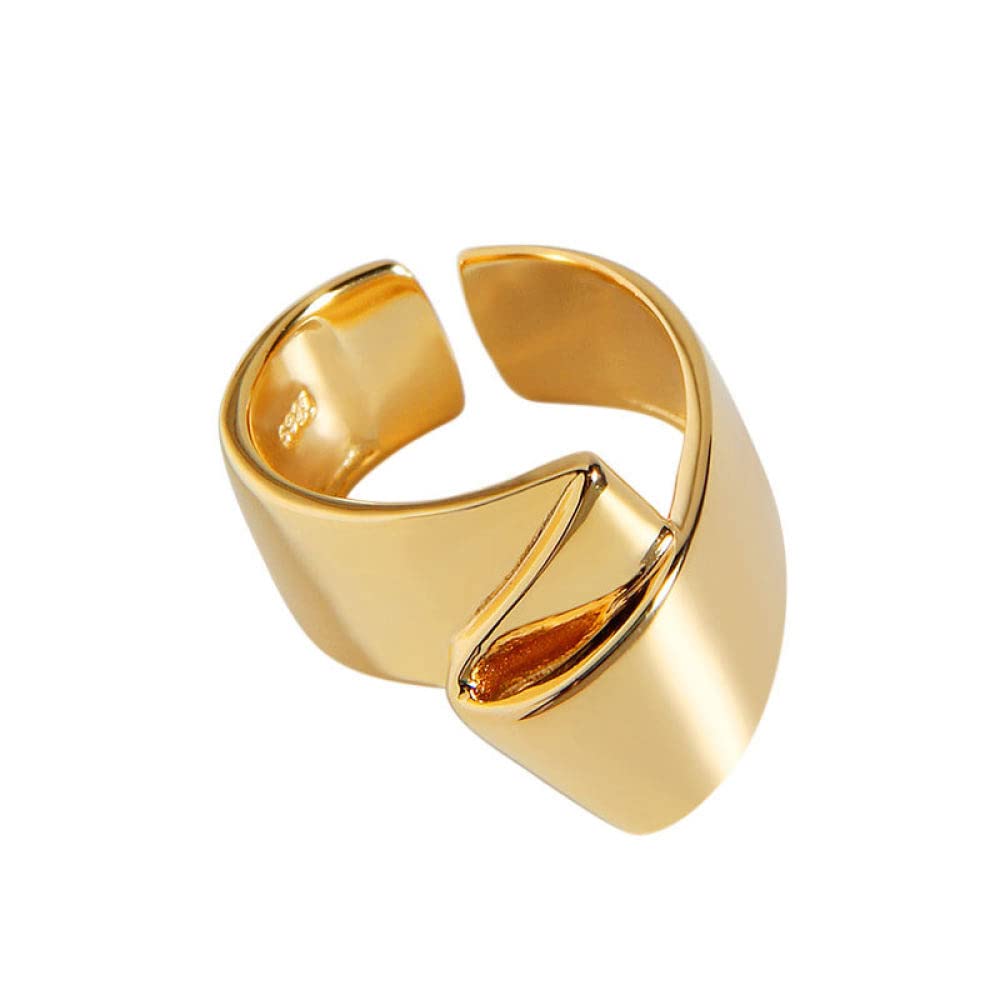 HGJH Verstellbarer Ring, S925 Sterling Silber Faltring Verstellbare Ringe Unregelmäßigkeit Offener Ring Silber Daumenring Ewigkeitsring Hochzeit Charme Schmuck Geschenke Für Männer Mädchen Damen