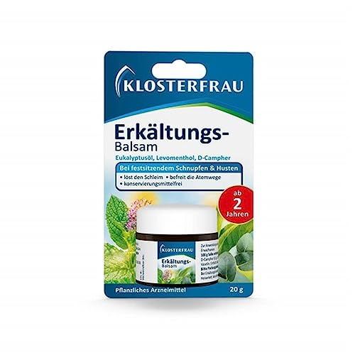 Klosterfrau Erkältungs-Balsam | 20g | Bei festsitzendem Schnupfen & Husten | Mit Eukalyptusöl Levomenthol D-Campher