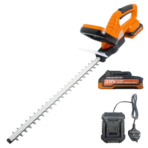CORDLESS HEDGE TRIMMER with Battery and Charger - Lightweight 2.5kg Electric Hedge Cutter, 570mm Blade Length, Heavy Duty 16mm Teeth Garden Bush Trimmer
