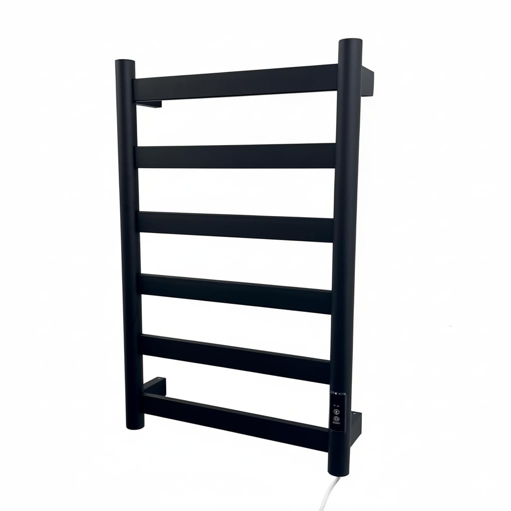 Electric Black Flat Tube Towel Rail 700Mm High 400Mm W X 700Mm H 5065000321031