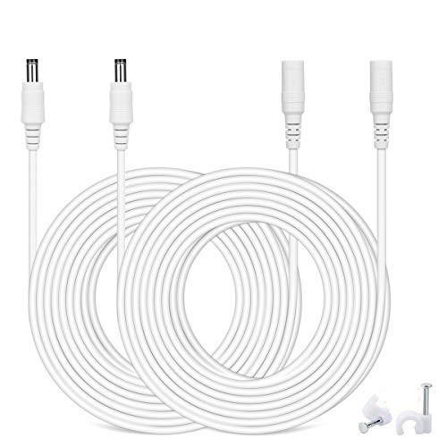 DC Power Extension Cable, 33ft 2Pack 2.1mmx5.5mm DC Plug Power Supply Adapter Extension Cord 20AWG Power Cord Compatible with 12V,24V Wireless CCTV IP Security Camera,Led Strip Lights(2pcs White) by WILDHD - Used condition - US$11.03