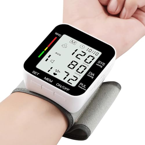 Image of MMIZOO Wrist Blood Pressure Monitor Bp Monitor Large LCD Display Blood Pressure Machine Adjustable Wrist Cuff 5.31-7.68 inch Automatic 99x2 Sets Memory with Carrying Case for Home Use (Black)