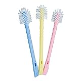 アズマ工業(Azuma Industrial) TKぐるぐる洗えるミニブラシ3色組 全長16cm ピンク イエロー ブルー 先端まで毛があるからスミが洗いやすい