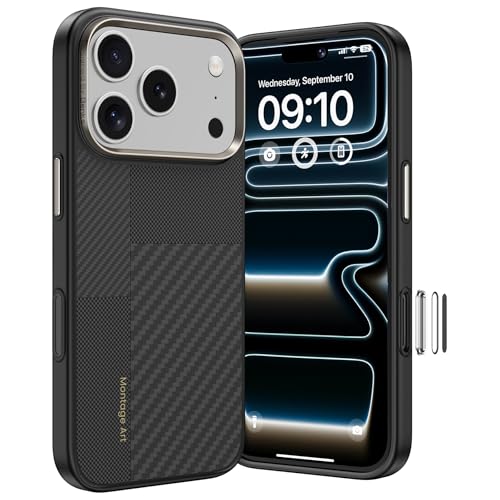 BENKS ArmorPro Montage iPhone 17 Pro Max�p �P�[�X MagSafe�Ή� �R�p�K�i �ϏՌ� �ϋv�� �Ռ��z�� �����h�~ �f���|�����P�u���[600D+1500D�A���~�h�t�@�C�o�[��TPU�� �J�����R���g���[���{�^���t�� 