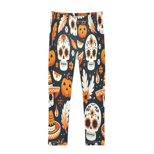 Bolaz Toddler Girls Leggings Printed Yoga Pants Leggings Skull Yellow Pumkings for Kids