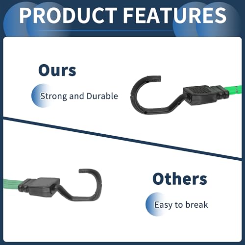 INFINAUTO Cordões elásticos refletivos com ganchos 60 cm para motocicleta, caminhões, cargas, cabos