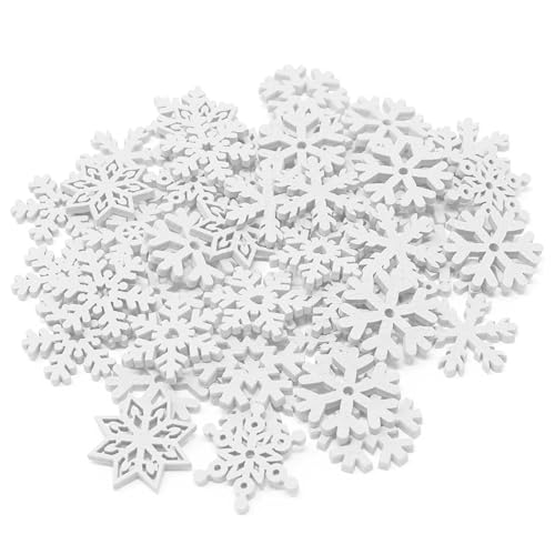 Special Touches Lot de 50 flocons de neige en bois blanc pour création de cartes