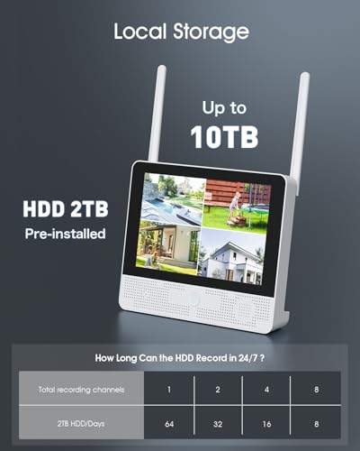 ANRAN 3K/5MP PTZ CCTV Camera Systems, 10.5" Monitor 8CH NVR With 4X WiFi Camera, 24/7 Recording, Auto Tracking, AI Motion Detection, 2-Way Audio,Color Night Vision, Home Surveillance Kits, 2TB HDD - Image 5