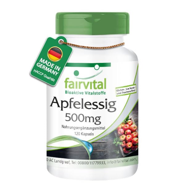 Fairvital | Apfelessig Kapseln - 120 Kapseln - 500mg Apfelessig pro Kapsel -VEGAN - HOCHDOSIERT