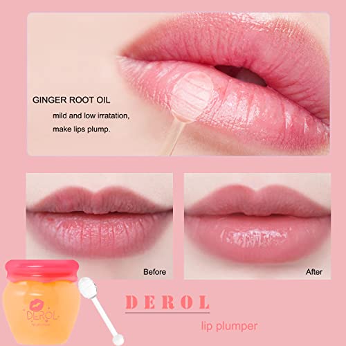 Lip Plumper Lip Mask Set, Natural Lip Enhancer Care Serum And Lip Sleeping Mask, Ginger And Beeswax Essence Scent Set For Day And Night #TOP2