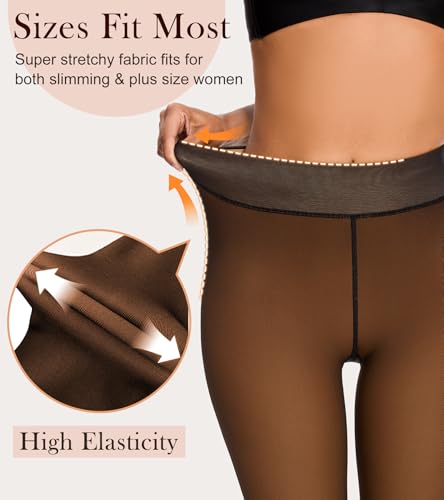 Fleece Lined Tights Sheer Women Fake Translucent Warm Pantyhose Sheer Leggings Thermal Thick Tights for Winter4