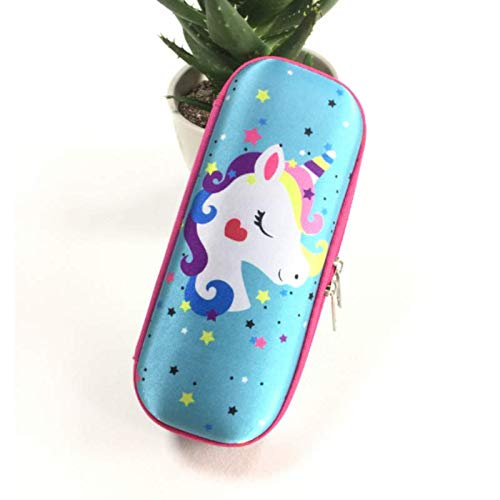 Image of Unicorn Pencil Case Water Proof Stationary Blue EVA Pencil Pouch, Birthday Return Gift
