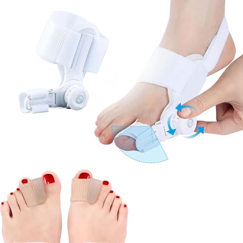 Separador De Dedos del Pie Ajustable, Corrector De Dedo del Pie Grande, con Correa para El Talón Y Almohadilla De Silicona, Rotación Flexible De 180°, Soporte Día Y Noche