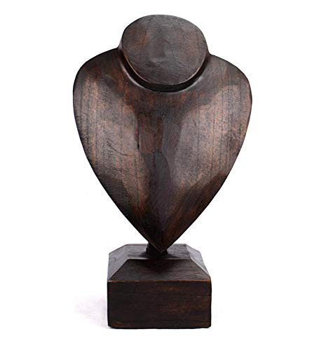 Artisanal Busto Expositor de Abrazaderas de pie Madera Maciza Chocolate H30 cm