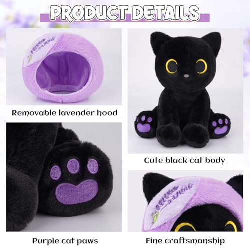 Purple Cat Plush - Cute Plushies for Girls, Lavender Flower Decorations by KOPHINYE - Used condition - Image 5