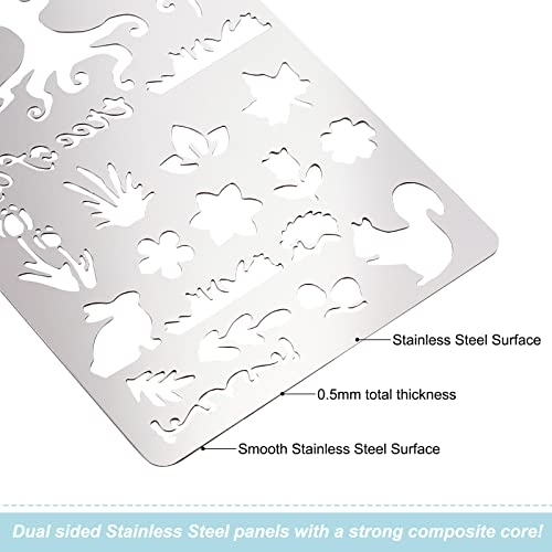 BENECREAT 4PCS 4x7 Inch Tree of Life Metal Stencils Animal Leaves Vine Stencils Templates for Wood Carving, Drawings and Woodburning, Engraving and Scrapbooking Project - Thumbnail 3