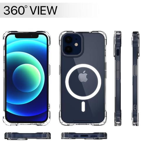 Image of Outlouders Back Cover for iPhone 12 Mini Mag-Safe Transparent PC + TPU Bumper Case with Magnetic Support Shockproof Protection (Transparent Mag-Safe)