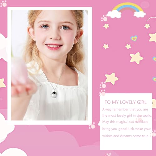 Lovely Black Cat Necklace, Silver, For Girls Aged 3 and Above2