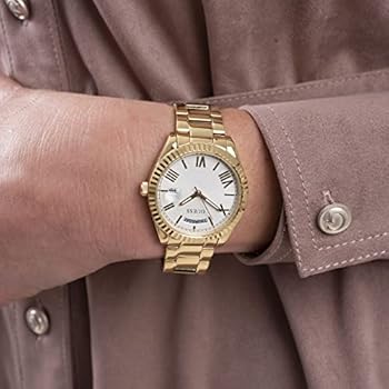 GUESS Analoog horloge 'Edge' in Goud | ABOUT YOU