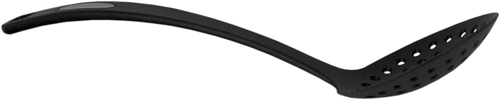 Home Basics Flexible Nylon Non-Stick Curved Handle, Heat Resistant, Non-Stick Kitchen Cooking Utensil for Baking, Frying, Grilling, Cooking, Black (SKIMMER)