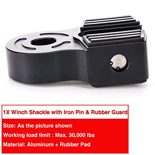 Rjsphh Winch Shackle Mount Flat Hook Black With Iron Pin & Rubber Guard -30,000 Lb Capacity Universal Fit For Atv Utv Suv Pickup Trucks #TOP4