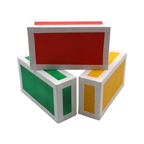 PEHHAH Juggling Wooden Cigar Box Set of 3 -Red/Yellow/Green