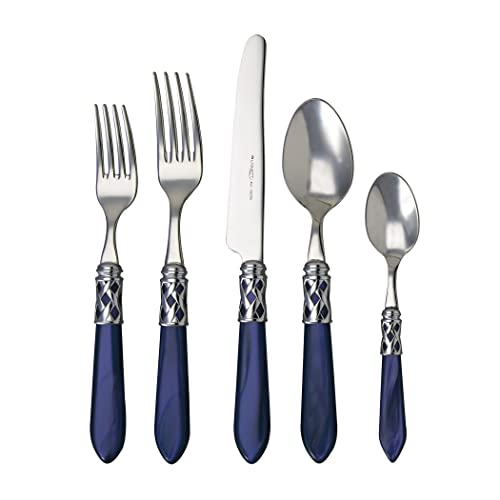 bugatti forks spoon - Vietri Aladdin Italian Flatware 18/10 Stainless Steel Brilliant Finish Including Place Knife, Place Fork, Place Spoon, Teaspoon, and Salad Fork (Blue)