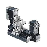 ZHRUI Hochleistungs-Mini-Drehmaschine, 60 W, aus Metall, Heimwerker, 4-Achsen, Drehmaschinen, Werkzeugmaschinen mit Sockel, 12000 U/min, für Holz, Weichmetalle, Plexiglas, Kunststoff