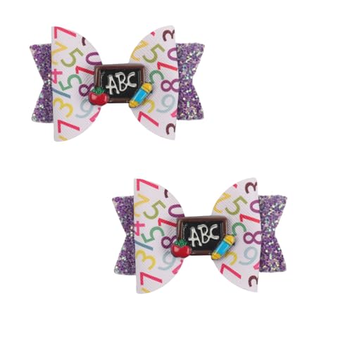 2PCS Glitter Back To School Bow Hair Clips Cute Blackboard Hairpin...