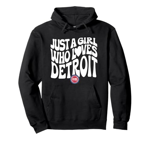 NBA Just A Girl Who Loves Detroit Wavy Pistons Logo Pullover Hoodie