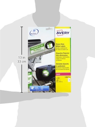 Avery L7063-20 (99.1 x 38.1mm) Extra-Strong Adhesive Heavy Duty Weatherproof Labels, 14 Labels Per A4 Sheet, White