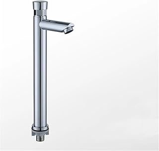 Comprar Grifo de Cierre Automático Cromado Ahorro de Agua Grifo de Lavabo de Baño Grifo Frío Botón Pulsador con Retardo Grifo Alto de Lavabo y Fregadero A