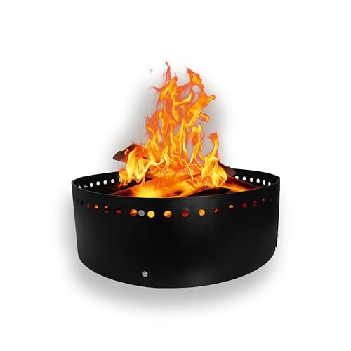 FEBTECH - Anillo de fuego sin humo para hoguera exterior – 36 pulgadas de diámetro y 12 pulgadas de altura – Inserto redondo para hoguera – Anillo de fuego sobre o en el suelo para jardín al aire