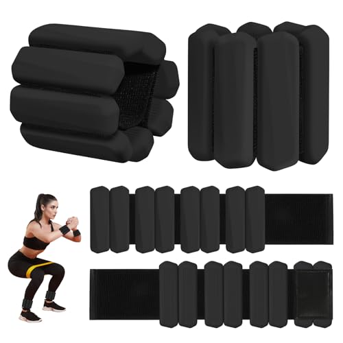 Wrist Weights Set of 2(1Lbs Each), Adjustable Wrist and Ankle Weights for Women and Men, Wearable Arm & Leg Weights Set for Walking, Yoga, Swimming, Cardio, Aerobics, Gym (Black)