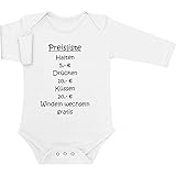 Shirtgeil Baby Preisliste - Drücken, Halten, Küssen, Windeln Baby Langarm Body Newborn Weiß