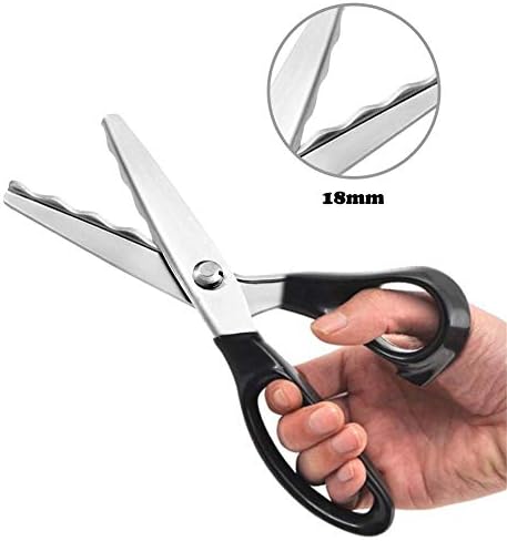 Pinking Shears, Professional Stainless Steel Dressmaking Sewing Craft Scissors Comfort Grips, Serrated & Scalloped Blades Cut, Tailor Decorative Tool - Fabrics Leather Paper Craft (Scalloped 18 mm) - 1