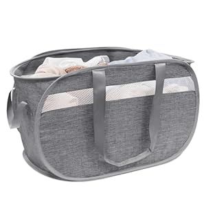 Collapsible Laundry Baskets, Foldable Tear Proof Pop Up Hamper with Reinforced Carry Handles, Durable Laundry Hamper for Home, Laundry, Bathroom, Dorm or Travel (Grey)
